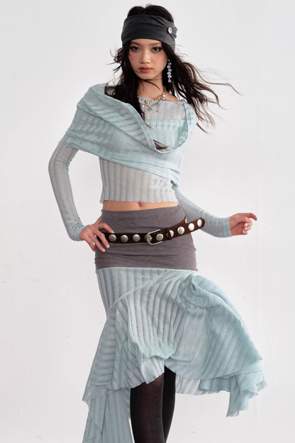 Romantic Sea Salt Top and Skirt Set-Up
