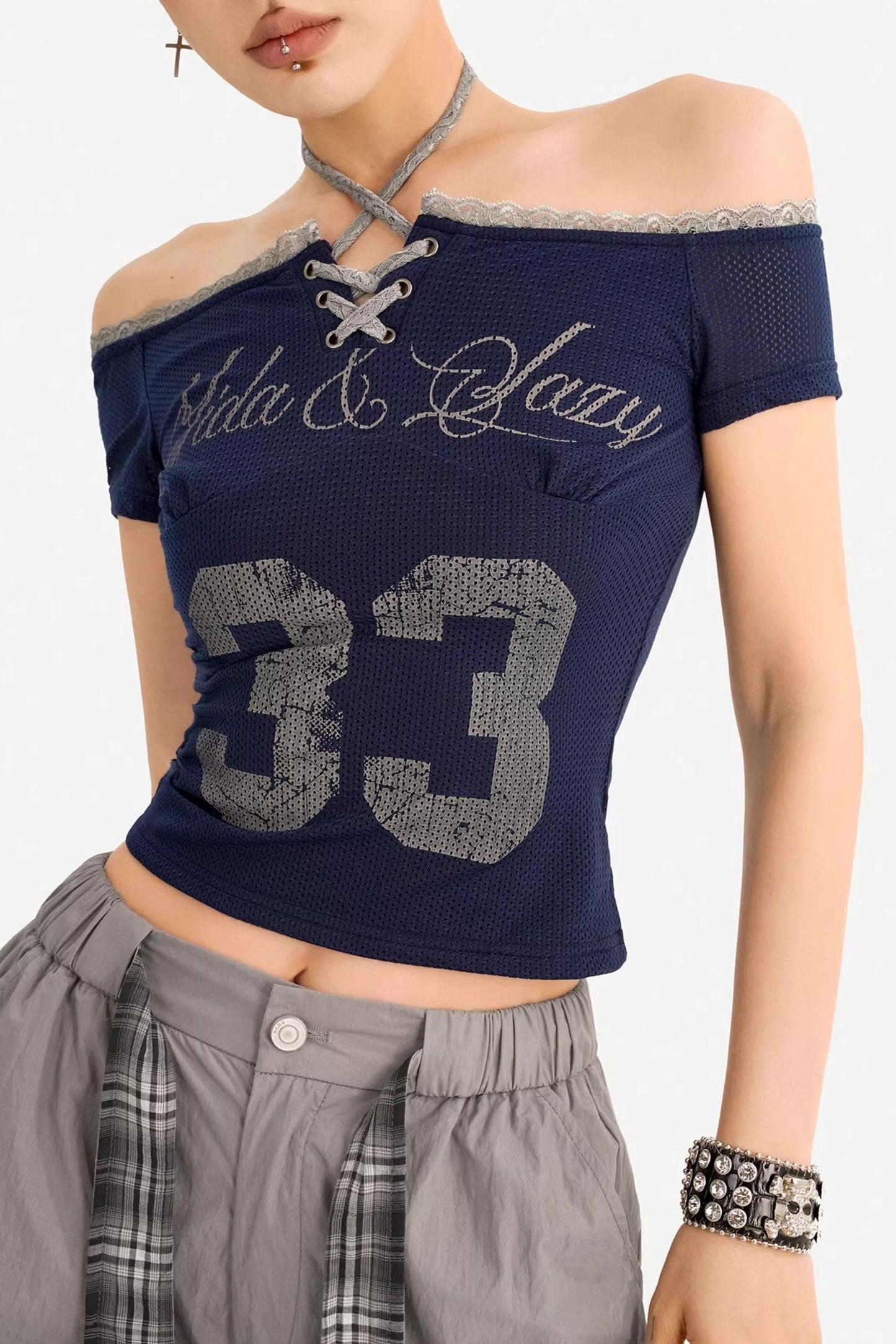 Off-Shoulder Halter T-Shirt