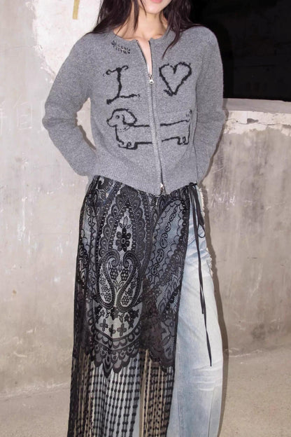 Puppy Jacquard Cardigan