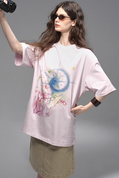 Cold Rose Pink Distressed T-Shirt