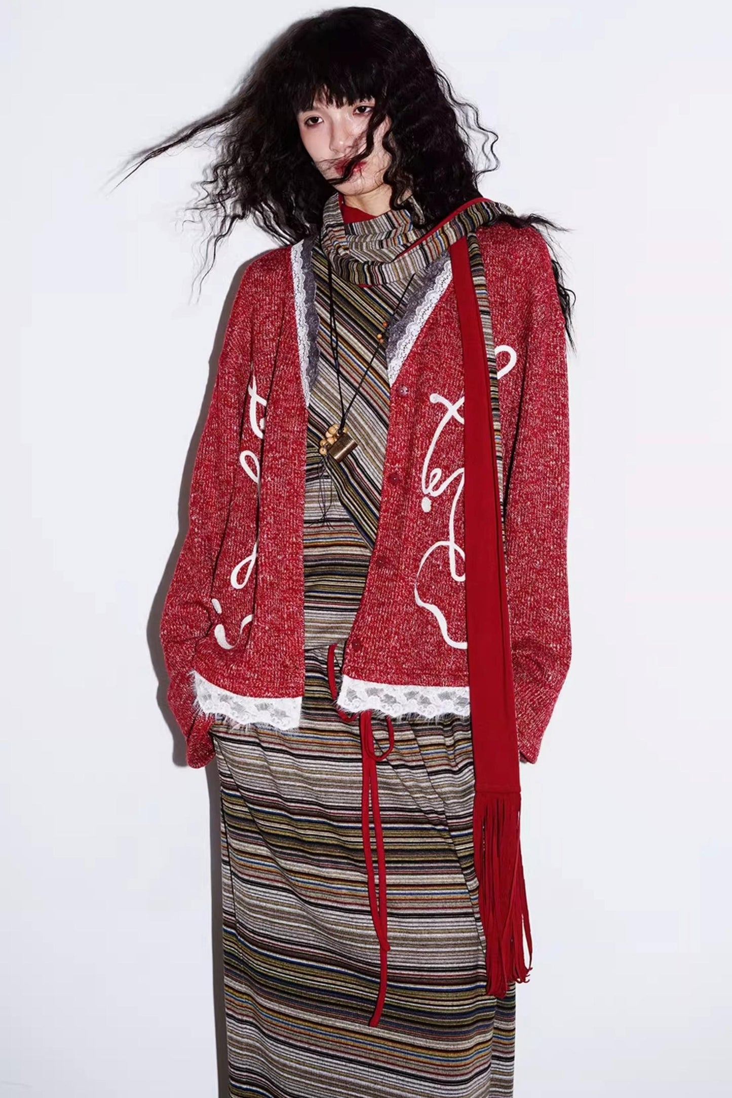 Retro Lace Knitted Cardigan