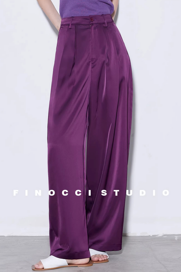 Silky Satin Wide-Leg Pants