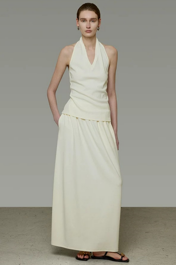 White Halter Backless Top Set-Up