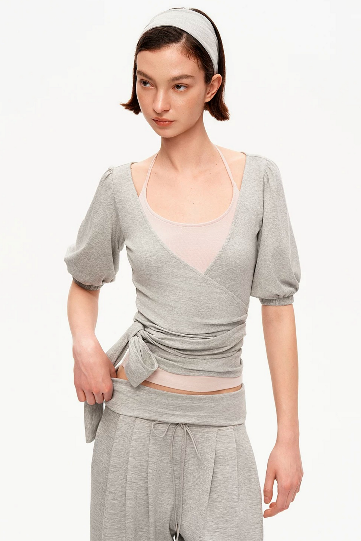 Tencel V-Neck Puff Sleeve Camisole Set-Up