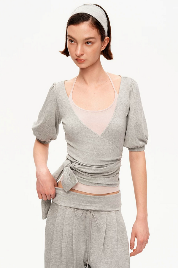 Tencel V-Neck Puff Sleeve Camisole Set-Up