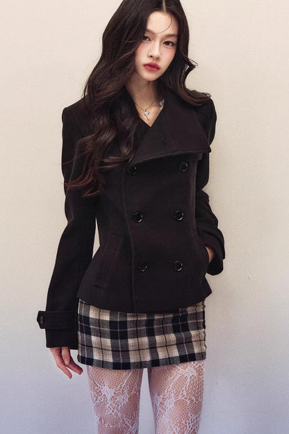 Double-Breasted Woolen Coat Set-Up