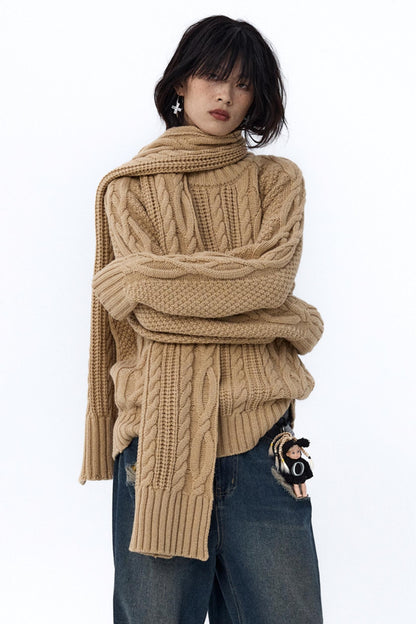 Retro Cable Loose Knitwear