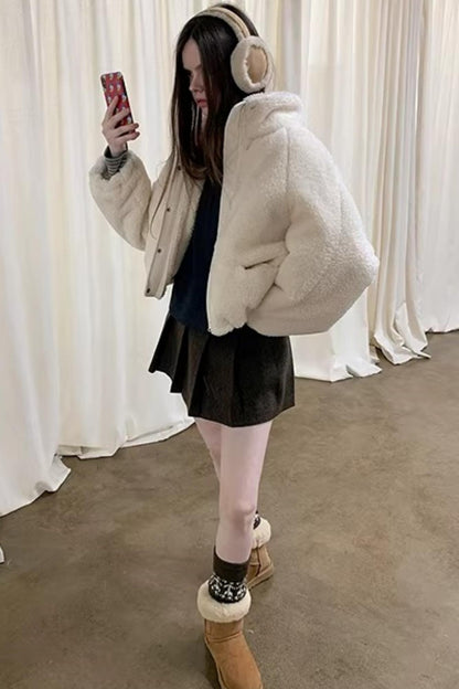 White Faux Shearling Jacket