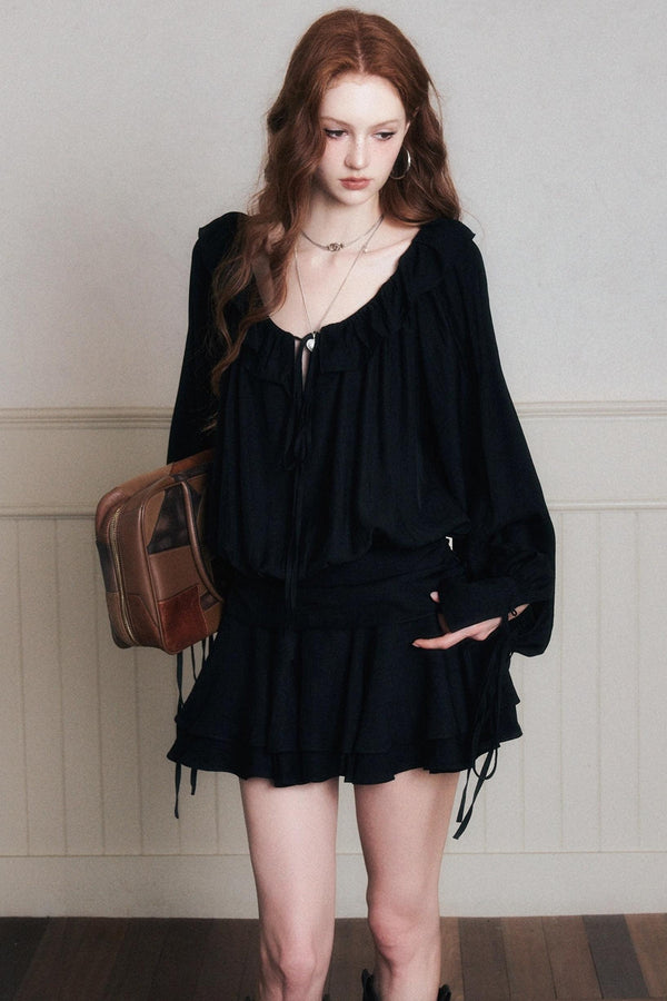 Black Chiffon Satin Dress