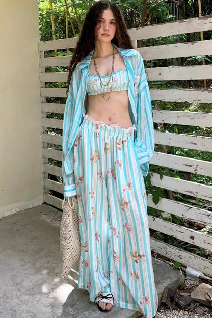 Sweet Blue Floral Plunge Sling Set-Up