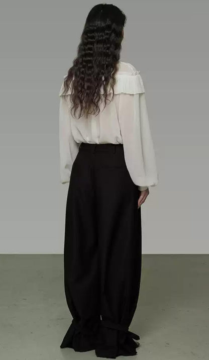 Sheer V-Neck Flutter Shirt