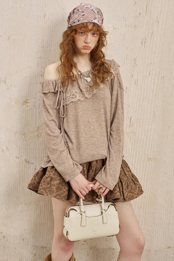 Lace Panel Loose Knit Top
