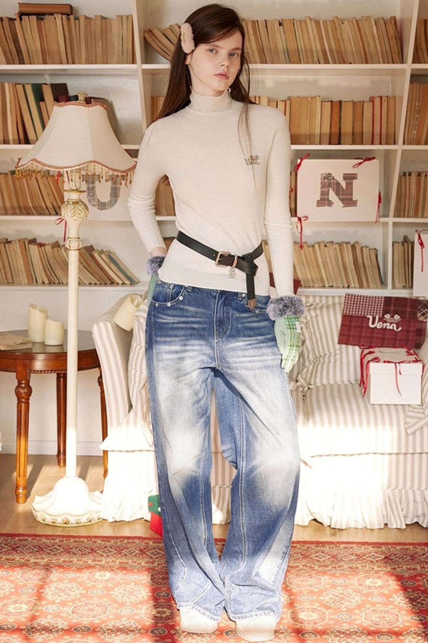 Blue Distressed Denim Pants