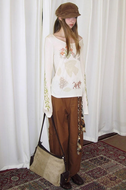 Vintage Printed U-Neck Slim T-Shirt