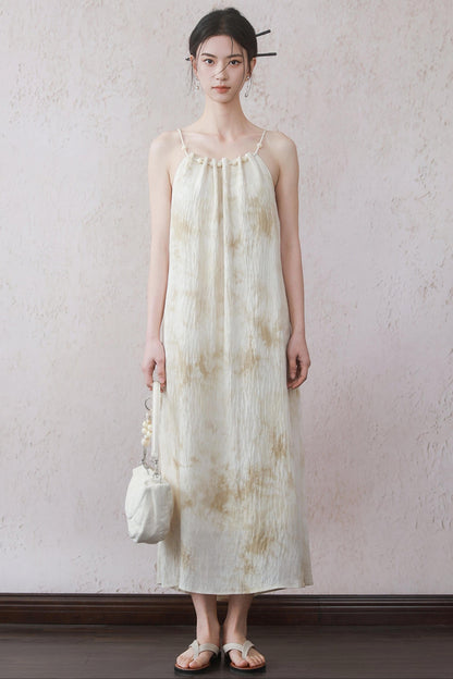 Beige Beaded Camisole Dress