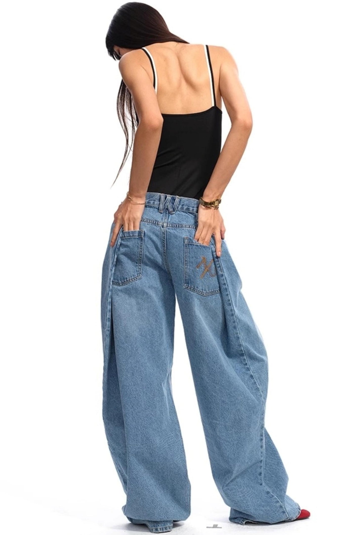 Reversed Wide-Leg Cargo Pants