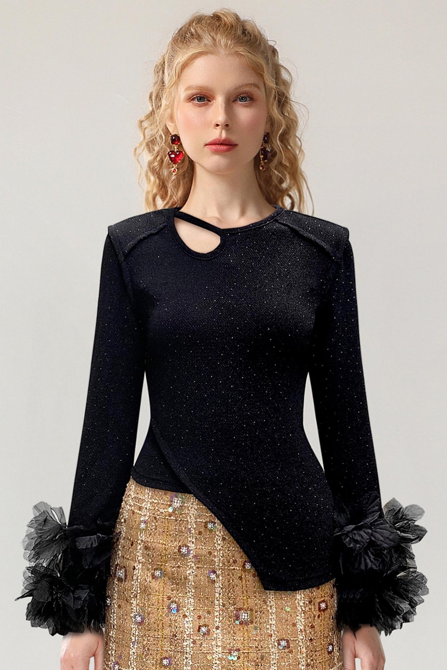 Gilded Sequin A-Line Top & Skirt Set-Up