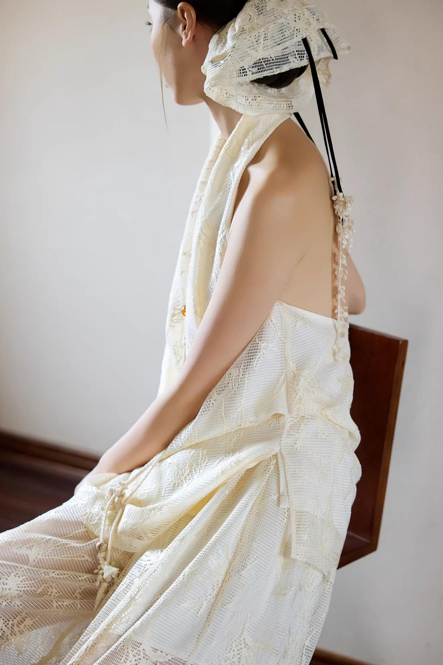 Off-White Draped Halter Top