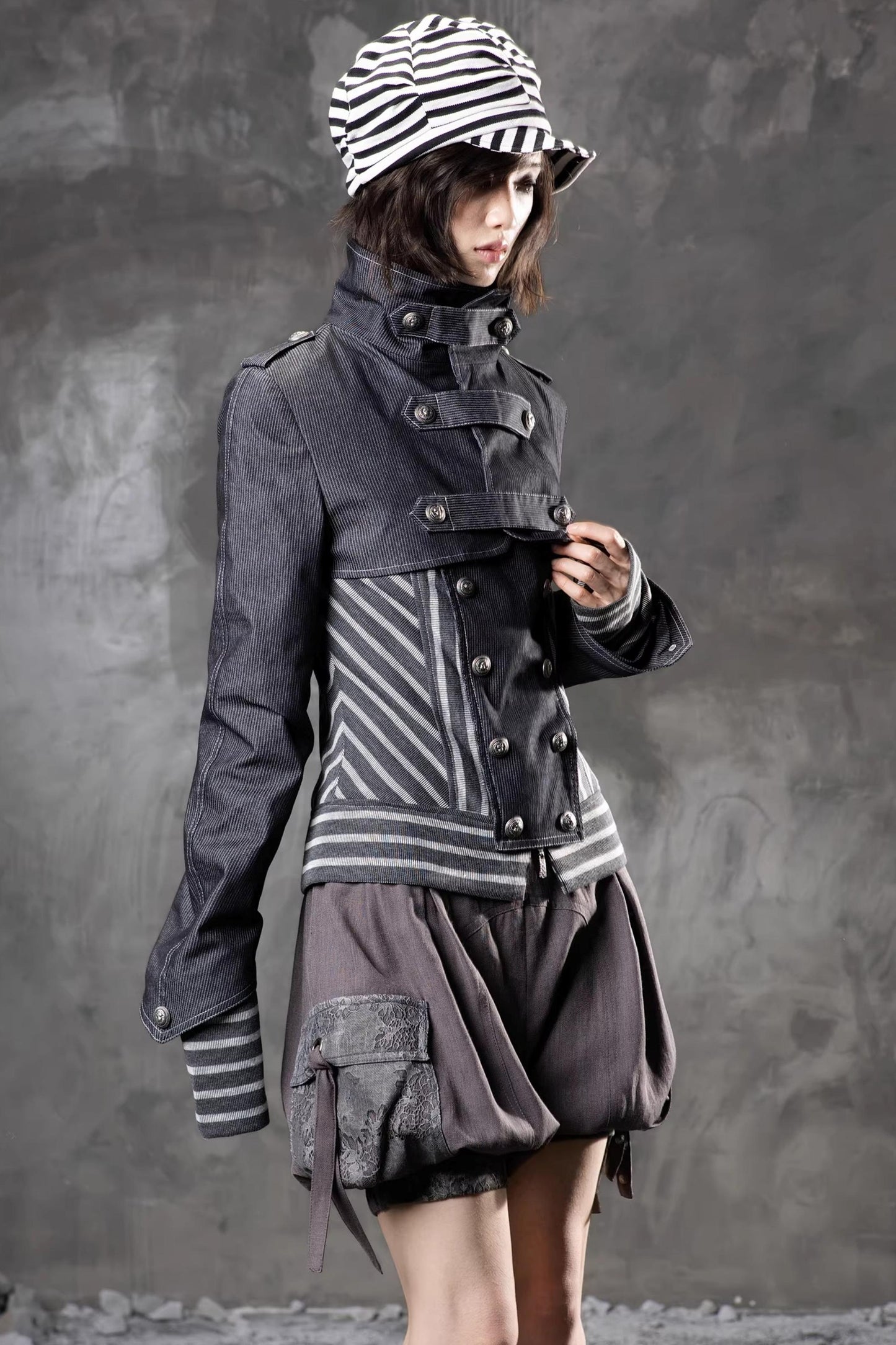 Denim Patchwork Striped Jacket