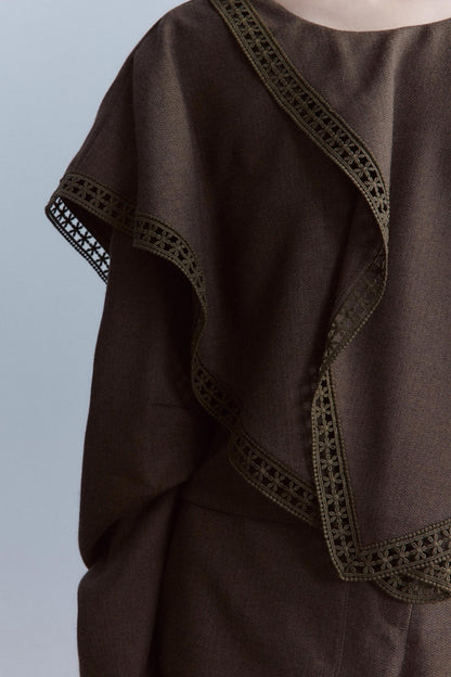 Moss Green Fishbone Wool Top