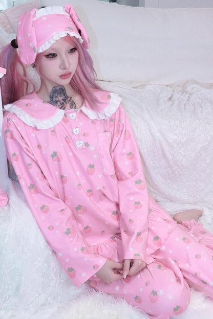 Soft Strawberry Star Pajamas Set-Up