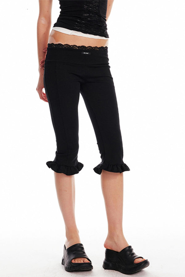 Lace-Trimmed Slim Pants