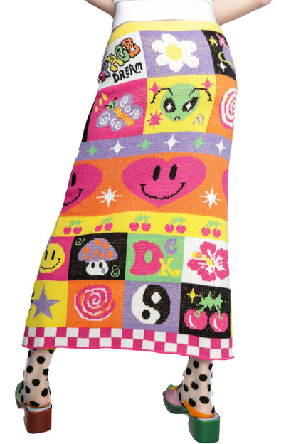 Retro Rainbow Knit Skirt