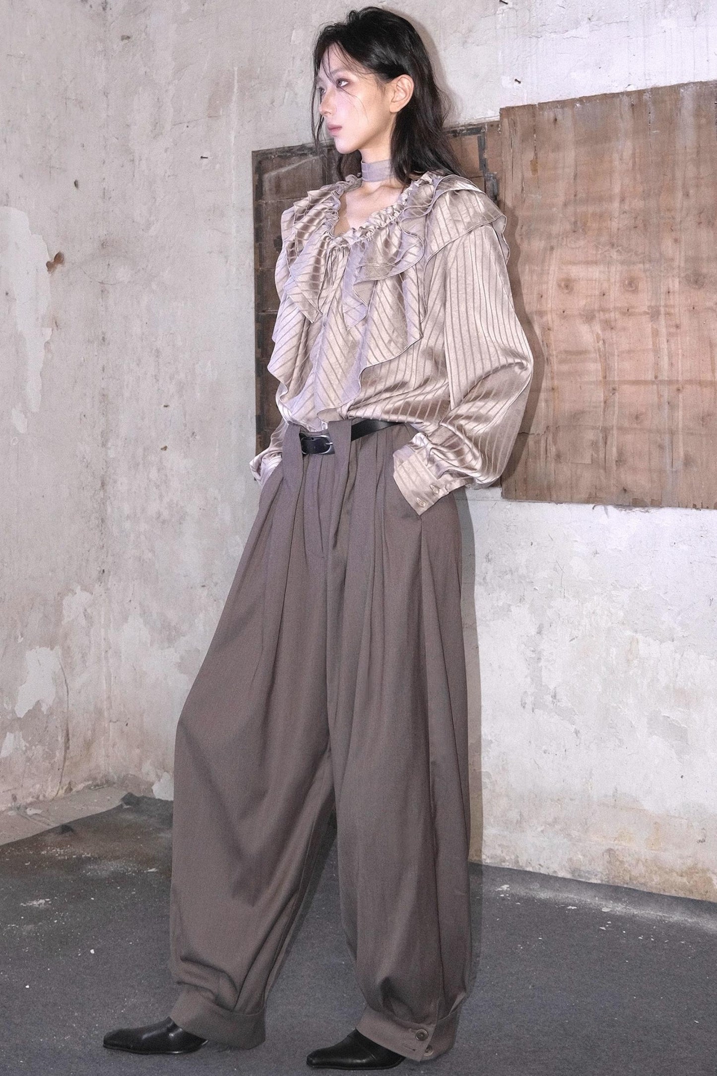 Tencel Pleated Wide-Leg Pants