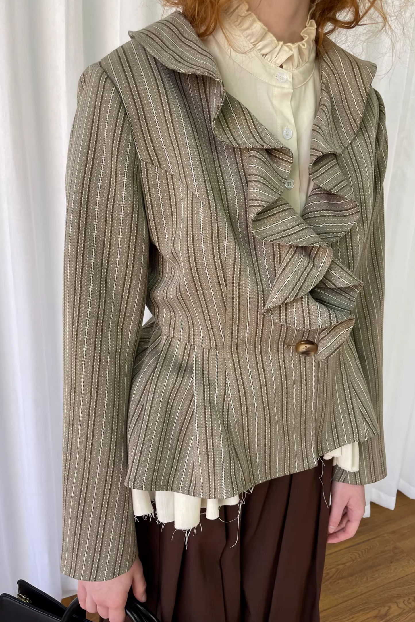 Striped Lace Trim Jacket