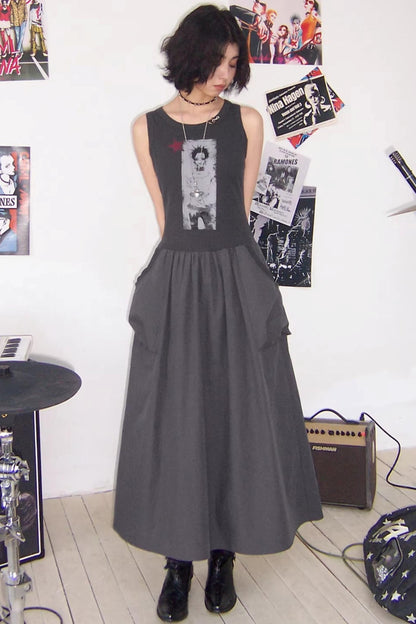 Kleid mit Charakterdruck und Patchwork