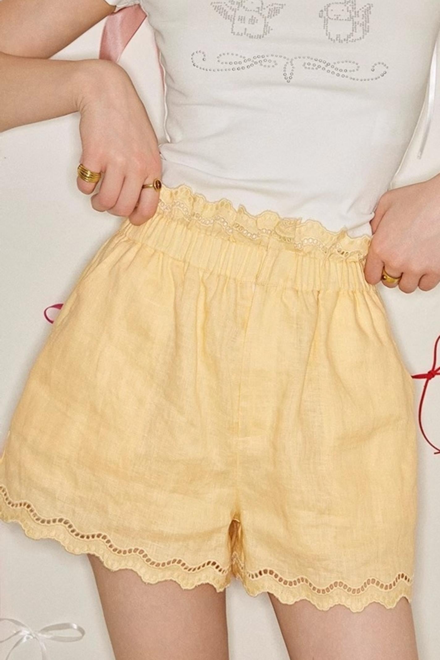 Lace Ensemble Shirt And Shorts Set-Up