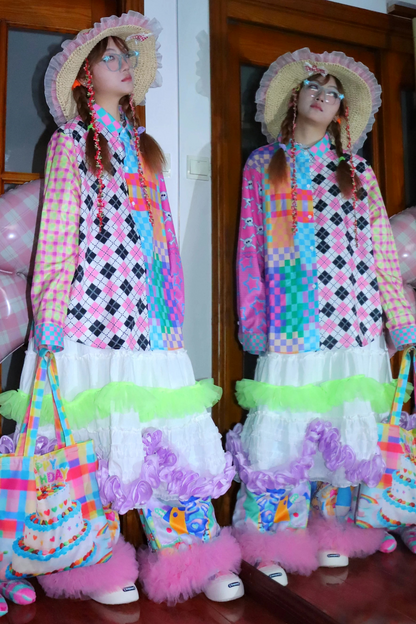 Colorful Patchwork Harajuku Blouse