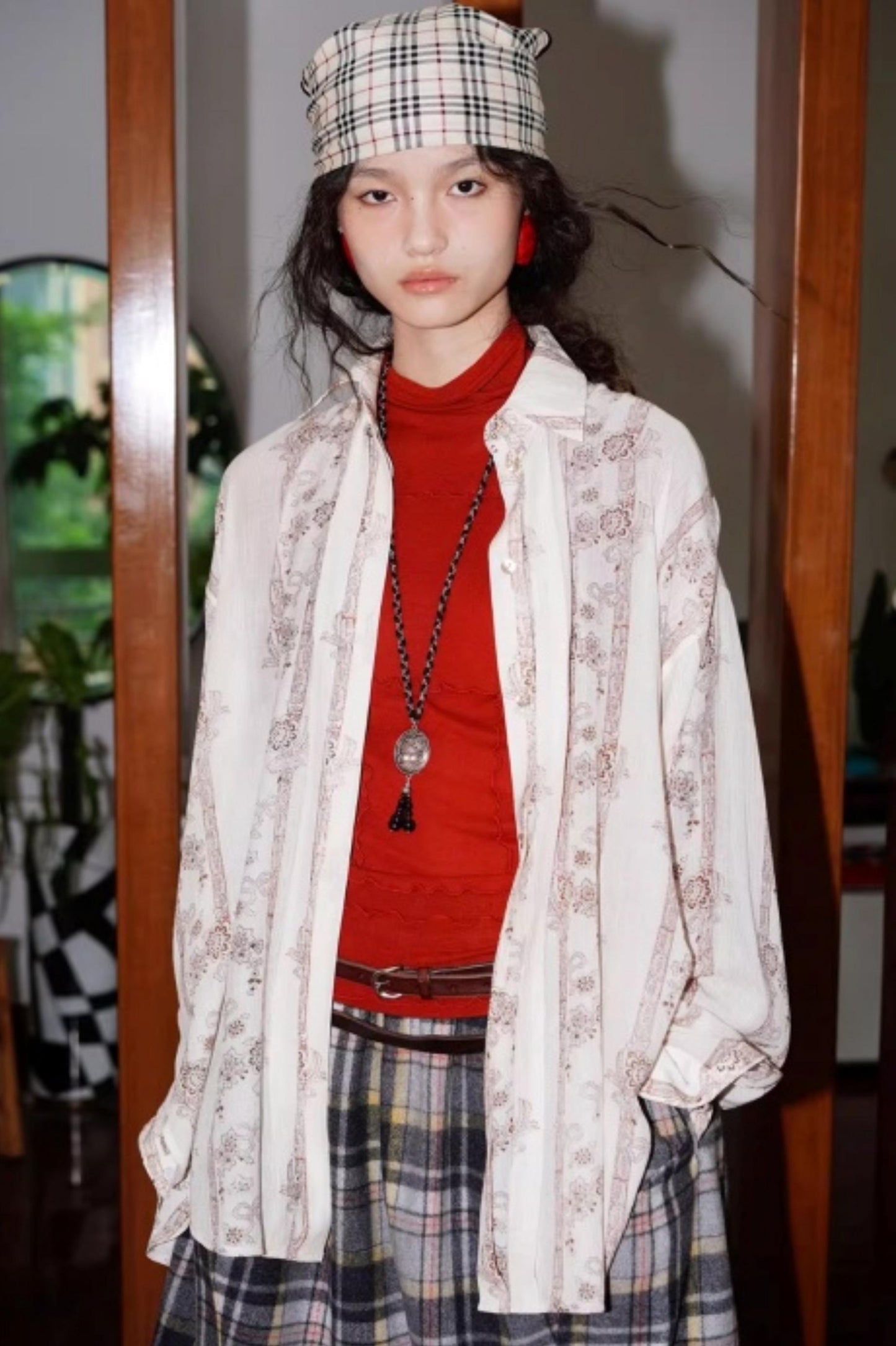 Vintage Pleated Loose Long Sleeve Shirt