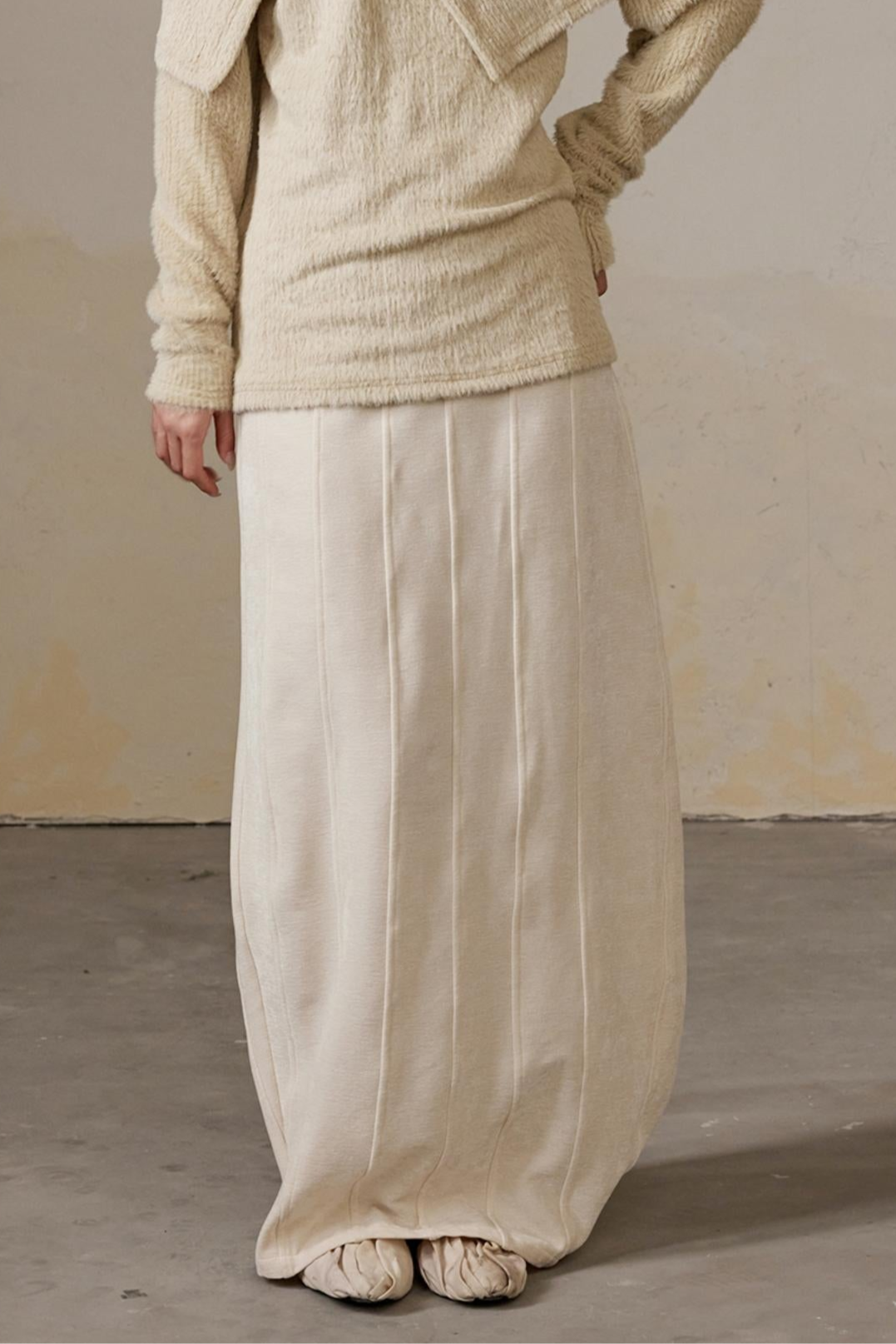 Draped Velvet Long Skirt