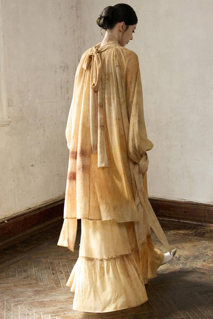 Romantic Lace-up Flowing Skirt Set-Up