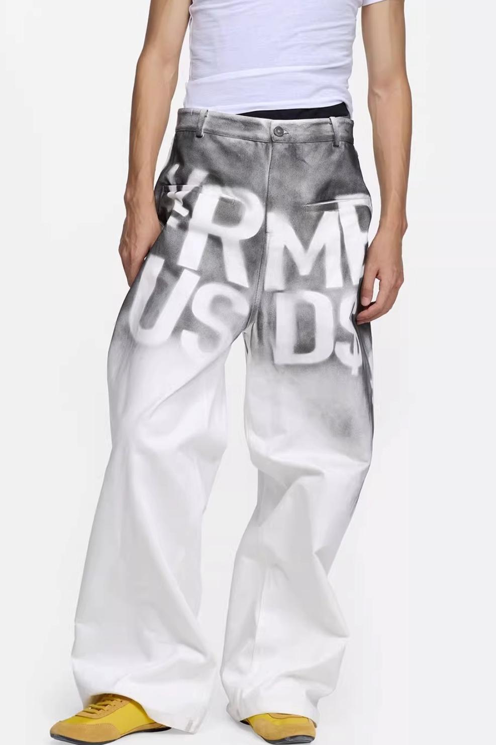 Hand-Painted Printed Jeans