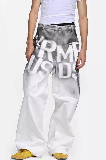 Hand-Painted Printed Jeans