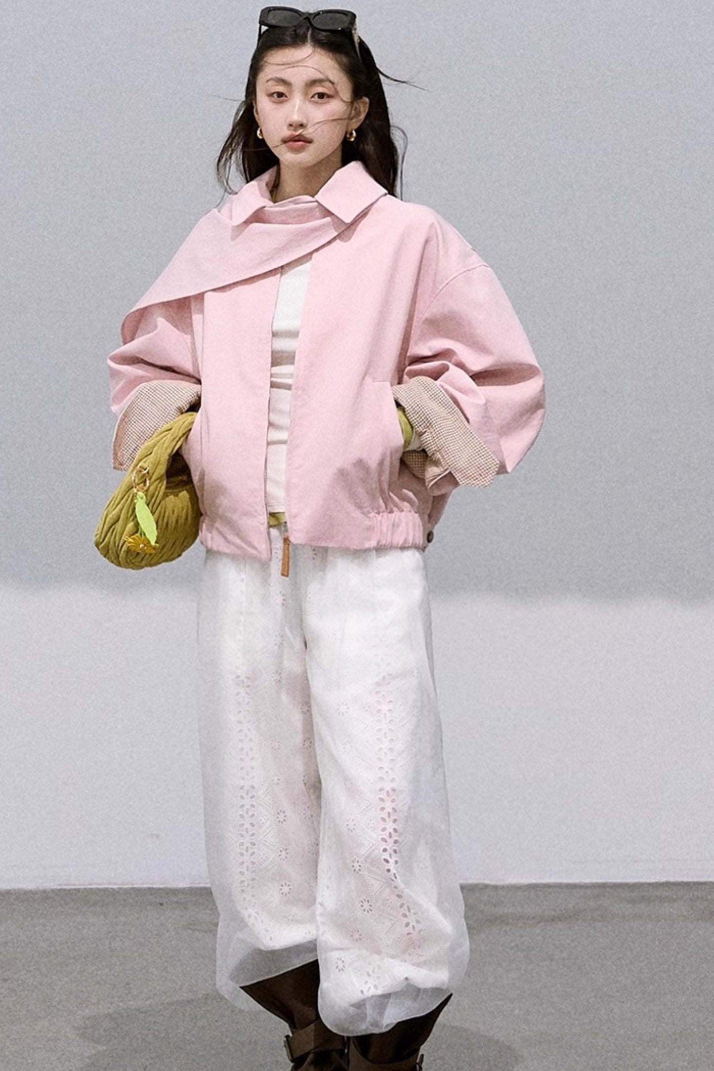 Shimmer Cotton Wide-Leg Pants