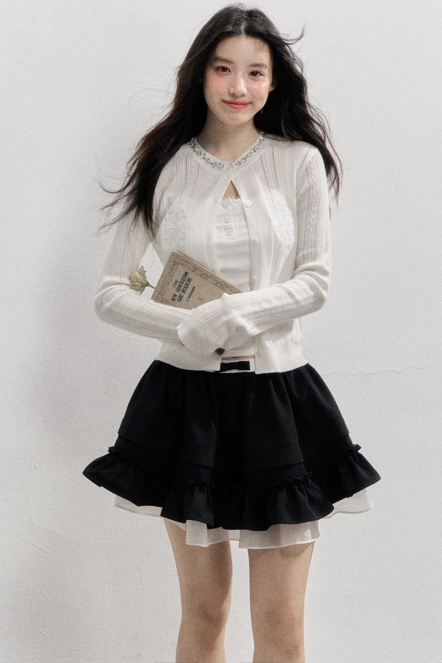 Rose Embroidery Knitted Cardigan