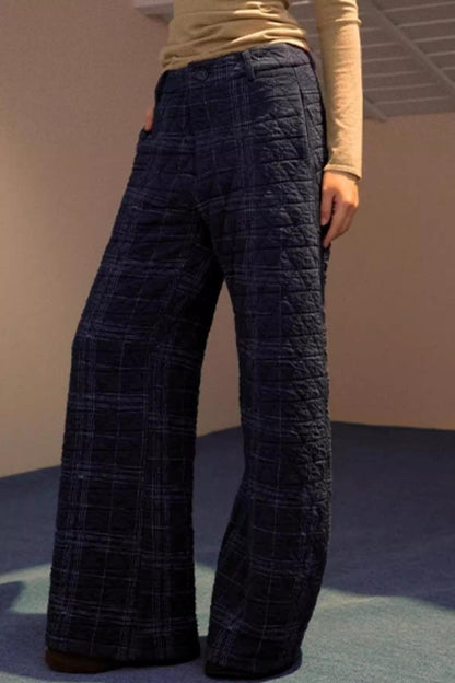 Vintage Plaid Quilted Pants