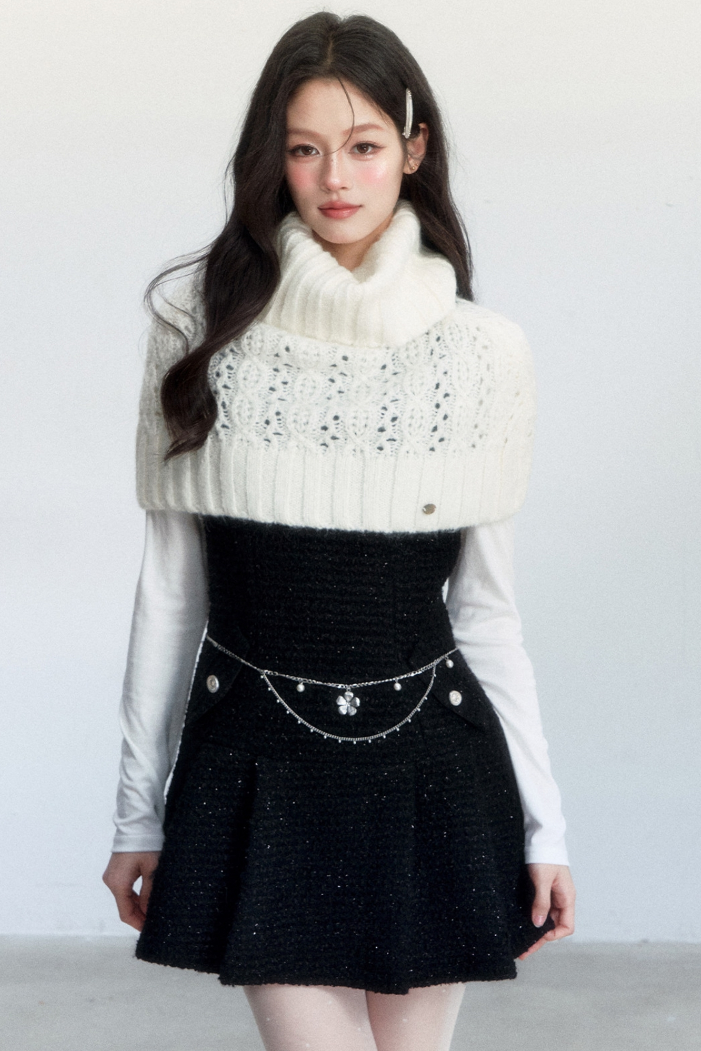 Elegant Tweed Pleated Dress