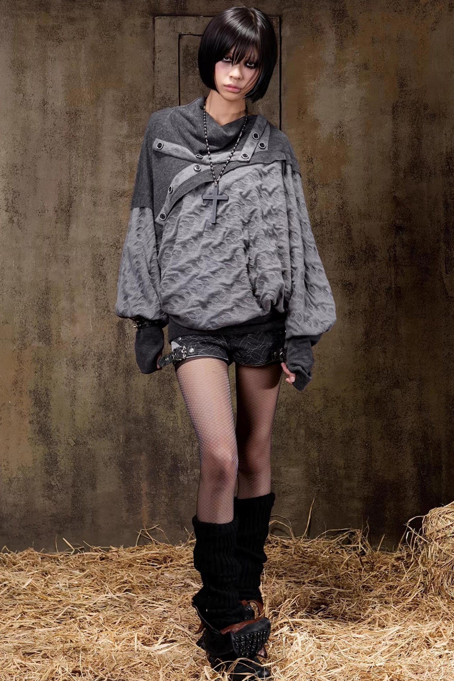 Turtleneck Batwing Sleeve Knit Top