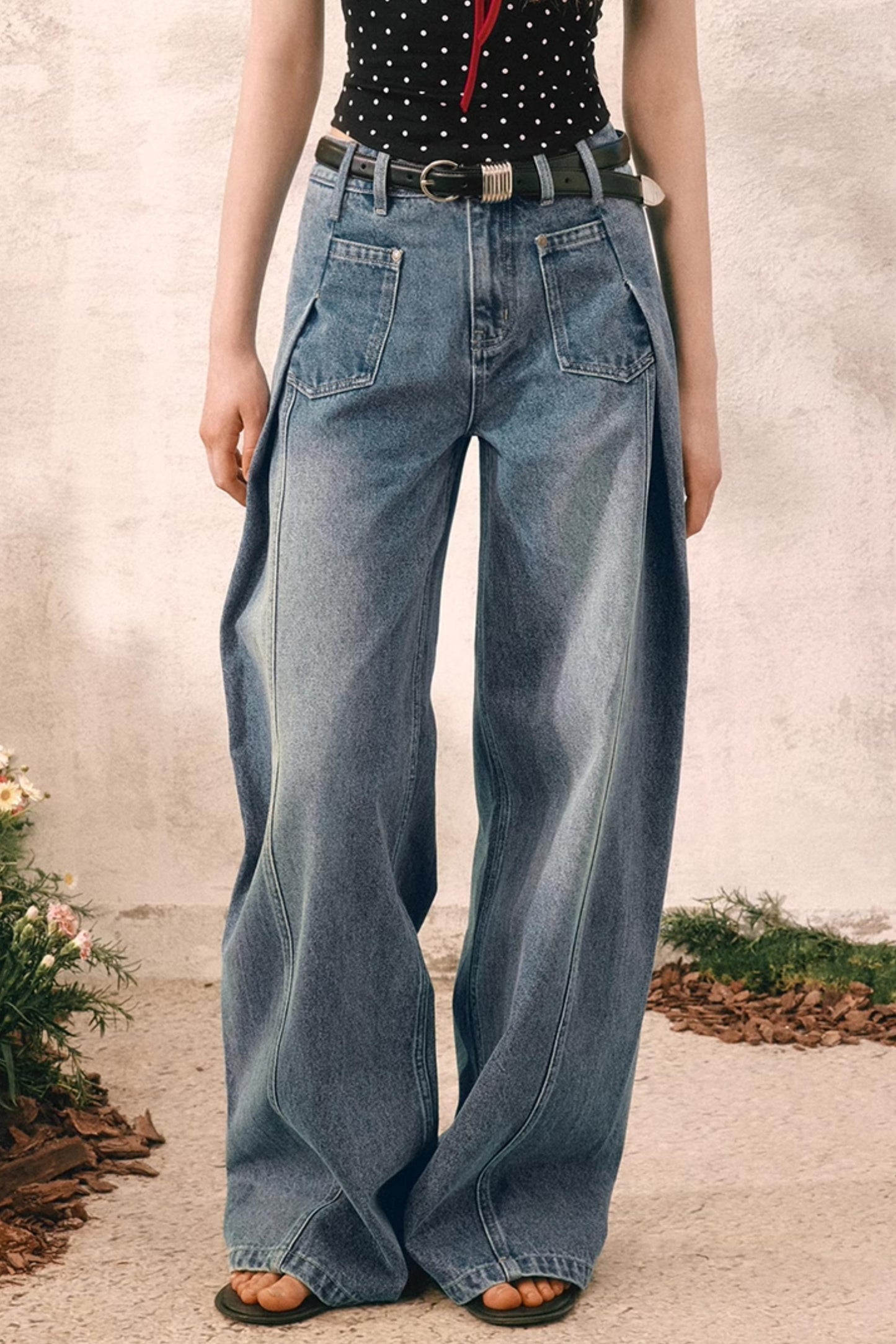 Summer Pleated Denim Pants