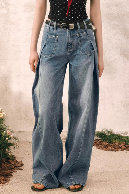 Summer Pleated Denim Pants