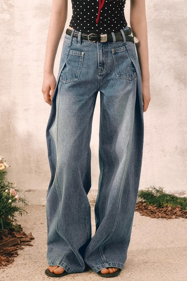 Summer Pleated Denim Pants