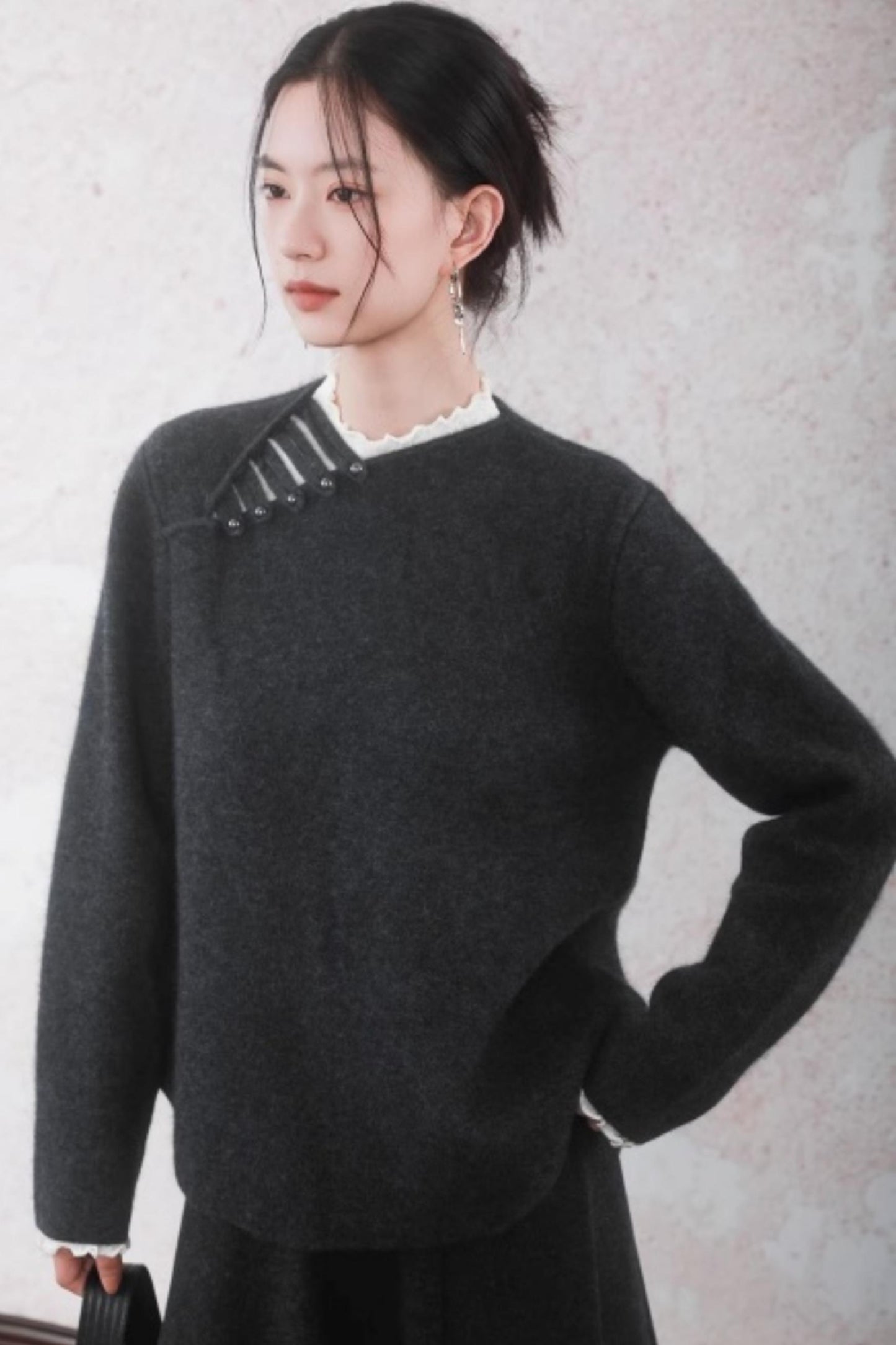 Stone Gray Rabbit Fur Top