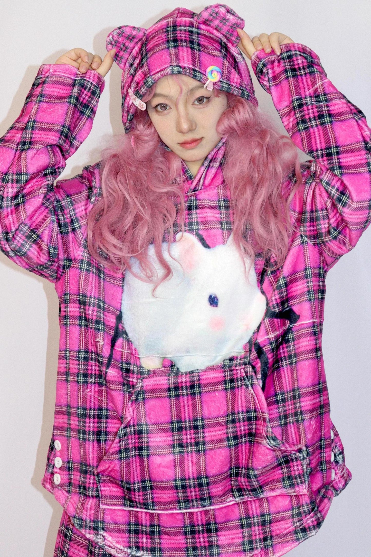 Pink Bunny Hooded Top