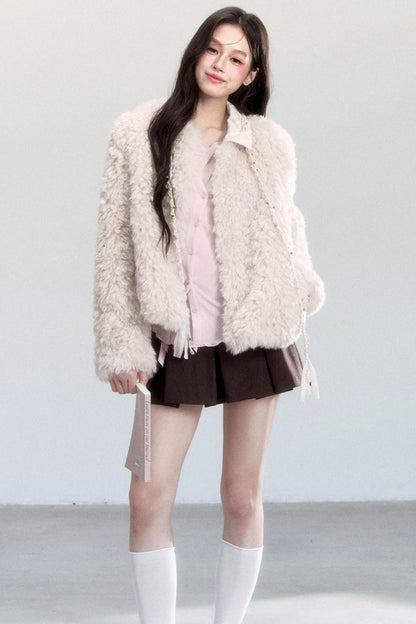 Luxury Shirt Collar Fur Jacket
