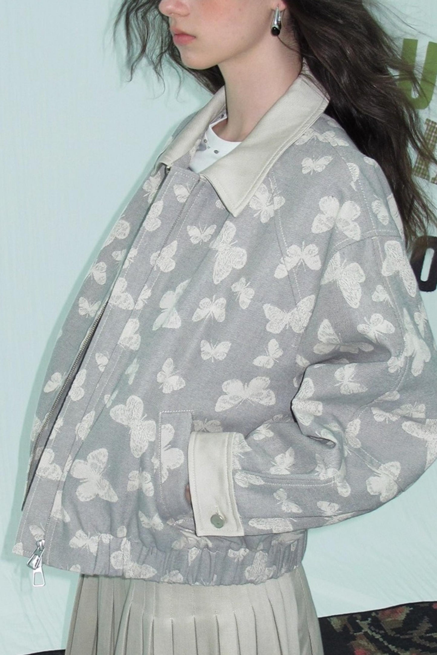 Jacquard Denim Baseball Jacket