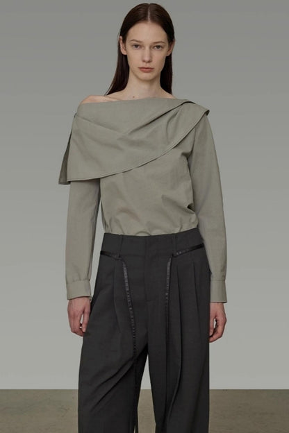 Double-Neck Slanted Shoulder Shirt